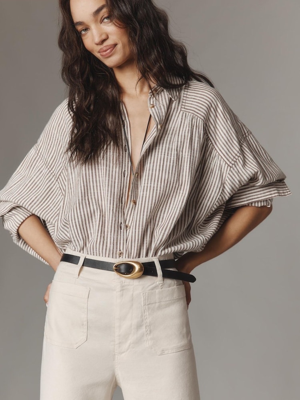 Maeve The Colette Linen Blend Crop Wide-leg Pants in Chalk White - Size 26 - Picture 6 of 15